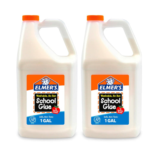 Elmer's Liquid School Glue, Great For Making Slime, White, Washable, 1 Gallon, 2 Count