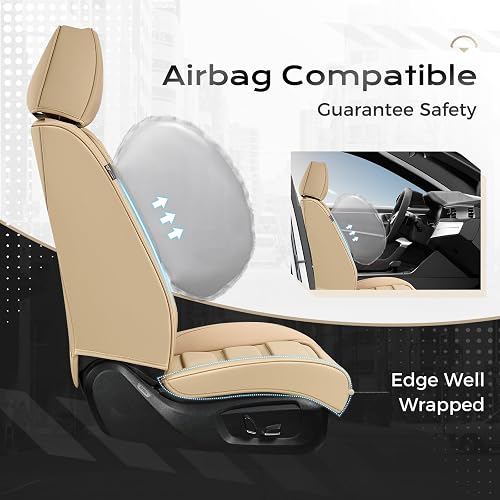 Coverado Fundas de Asiento de Automóvil Delantero Piel Napa Impermeable Universal