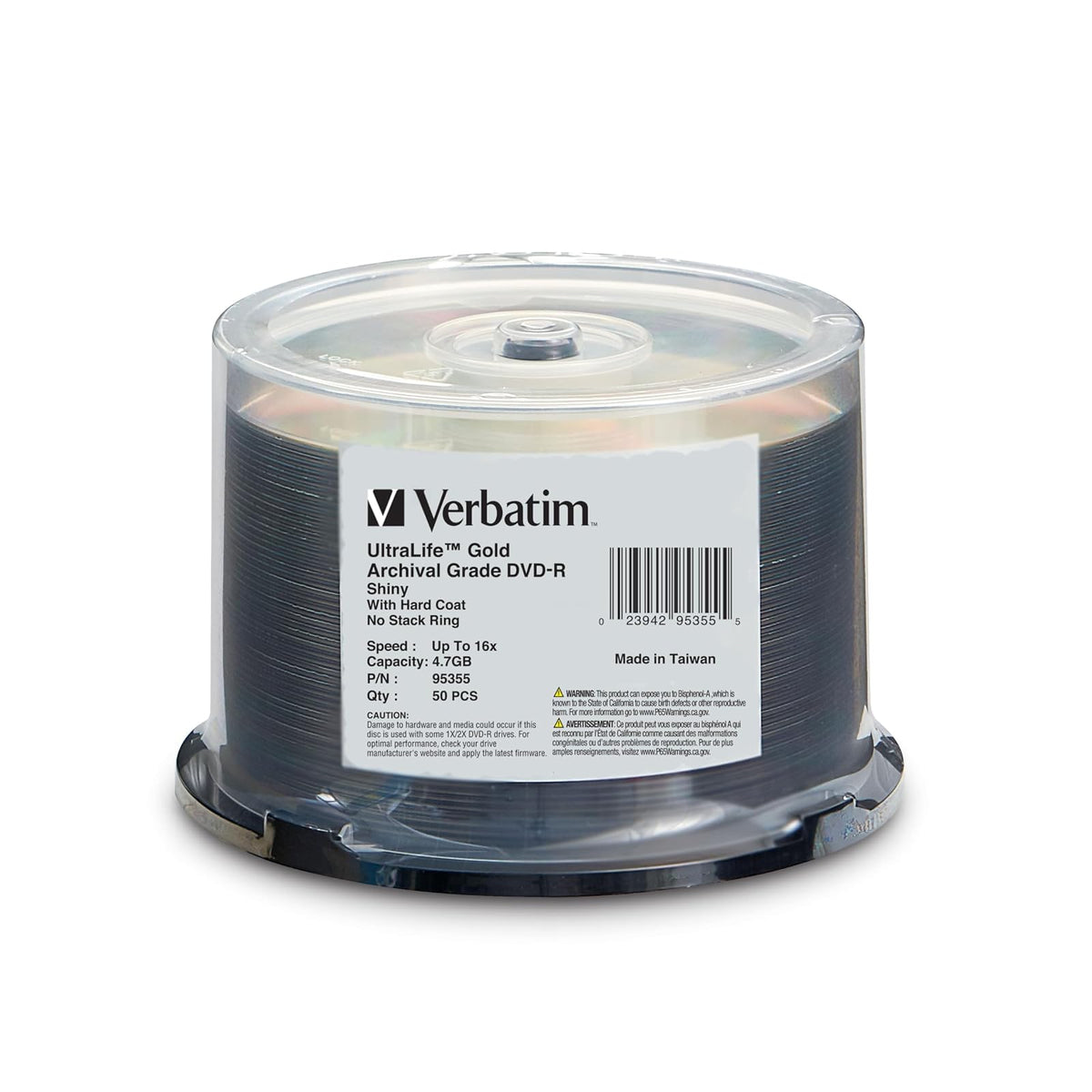 Verbatim DVD-R 4.7GB 8X UltraLife Gold Archival Grade - Branded Surface & Hard Coat - 50pk Spindle