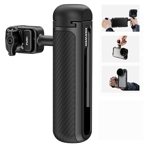 NEEWER Mango Lateral de Liberación Rápida para Jaula de Teléfono PA073 PA074 para iPhone 16 Pro/16 Pro MAX, PA042 para Samsung S24 Ultra, con Zapata Fría, Pin Antiapagado, Bloqueo Negro, PA045B