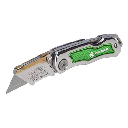 GREENLEE - Navaja Plegable, Mango de Acero Inoxidable, Función de Bloqueo, Herramientas Manuales, Uso Profesional