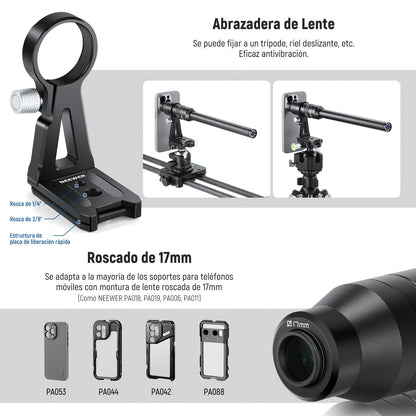 NEEWER 18mm 2X Macro Probe Lente para Teléfono con Rosca 17mm,Compatible con SmallRig/ShiftCam/SANDMARC Jaulas Celular para iPhone Samsung con Adaptador Lente 17mm,LS-51