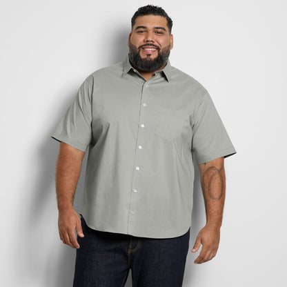 Van Heusen Camisa de Manga Corta sin Arrugas Grande y Alta a Cuadros Camisa Abotonada para para Hombre