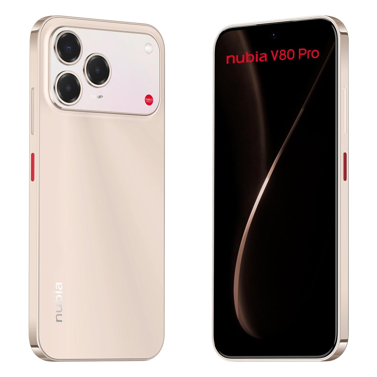 nubia Celular V80 Pro 6.7” 120Hz, 108MP+2MP, 256GB+20 GB RAM(8GB + 12GB Dinámica), Android 16, Dorado