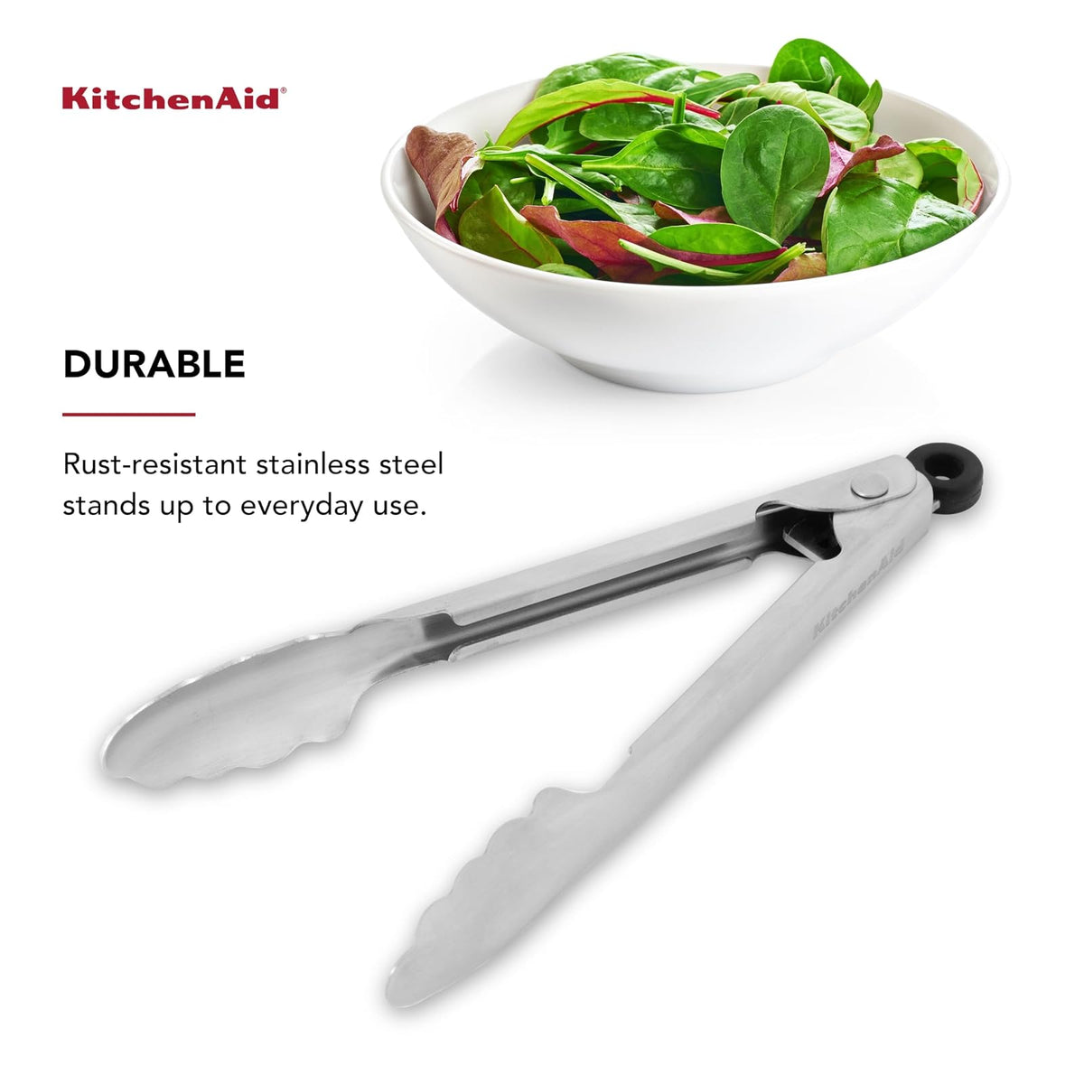 KitchenAid Pinzas de acero inoxidable, 7 pulgadas