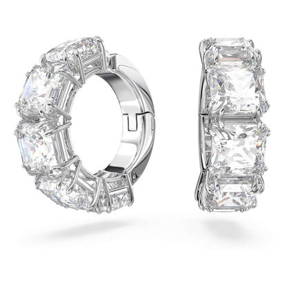 Swarovski Aretes de clip Millenia, Talla cuadrada, Blancos, Baño de rodio