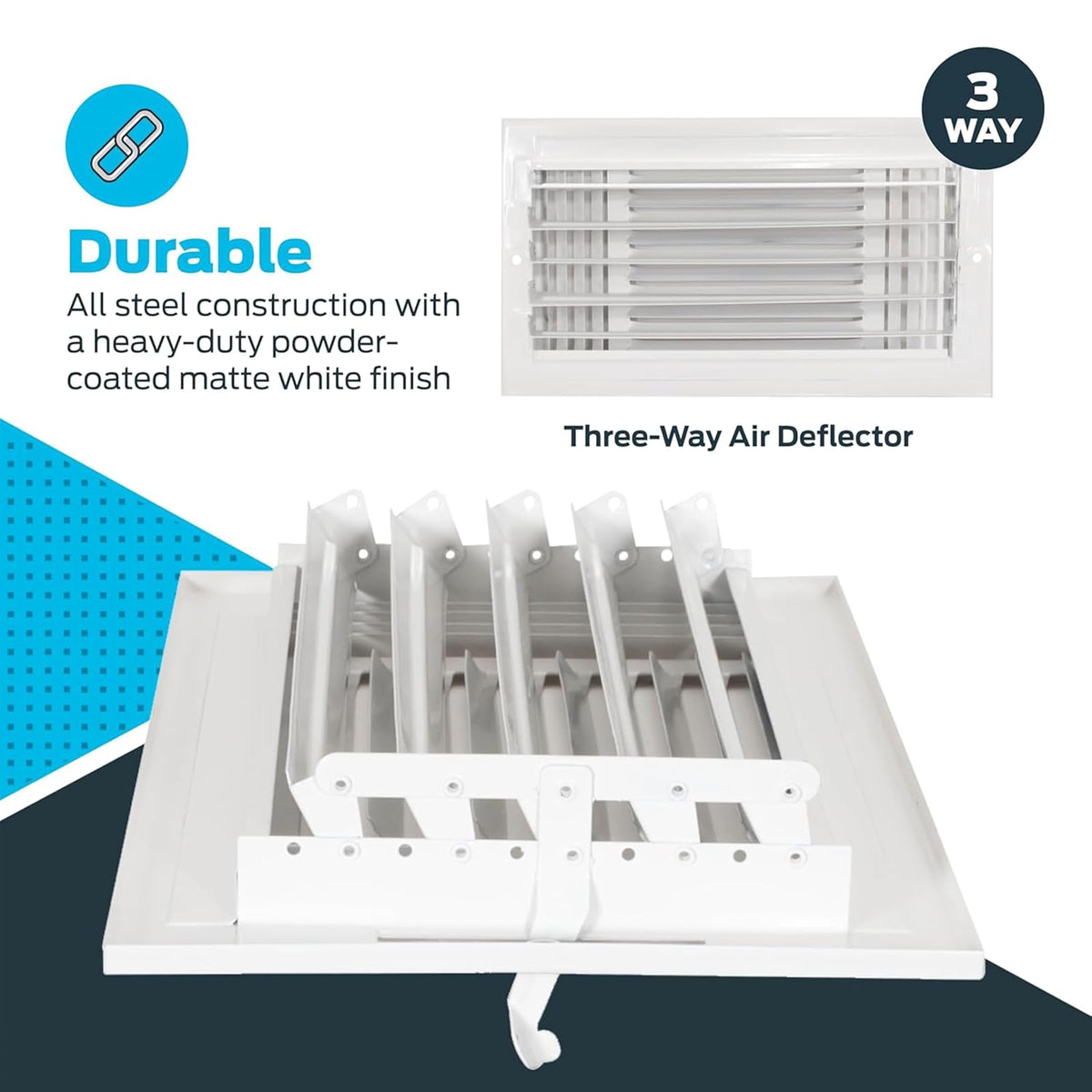 EZ-FLO 61615 Three-Way Sidewall/Ceiling Register by EZ-Flo