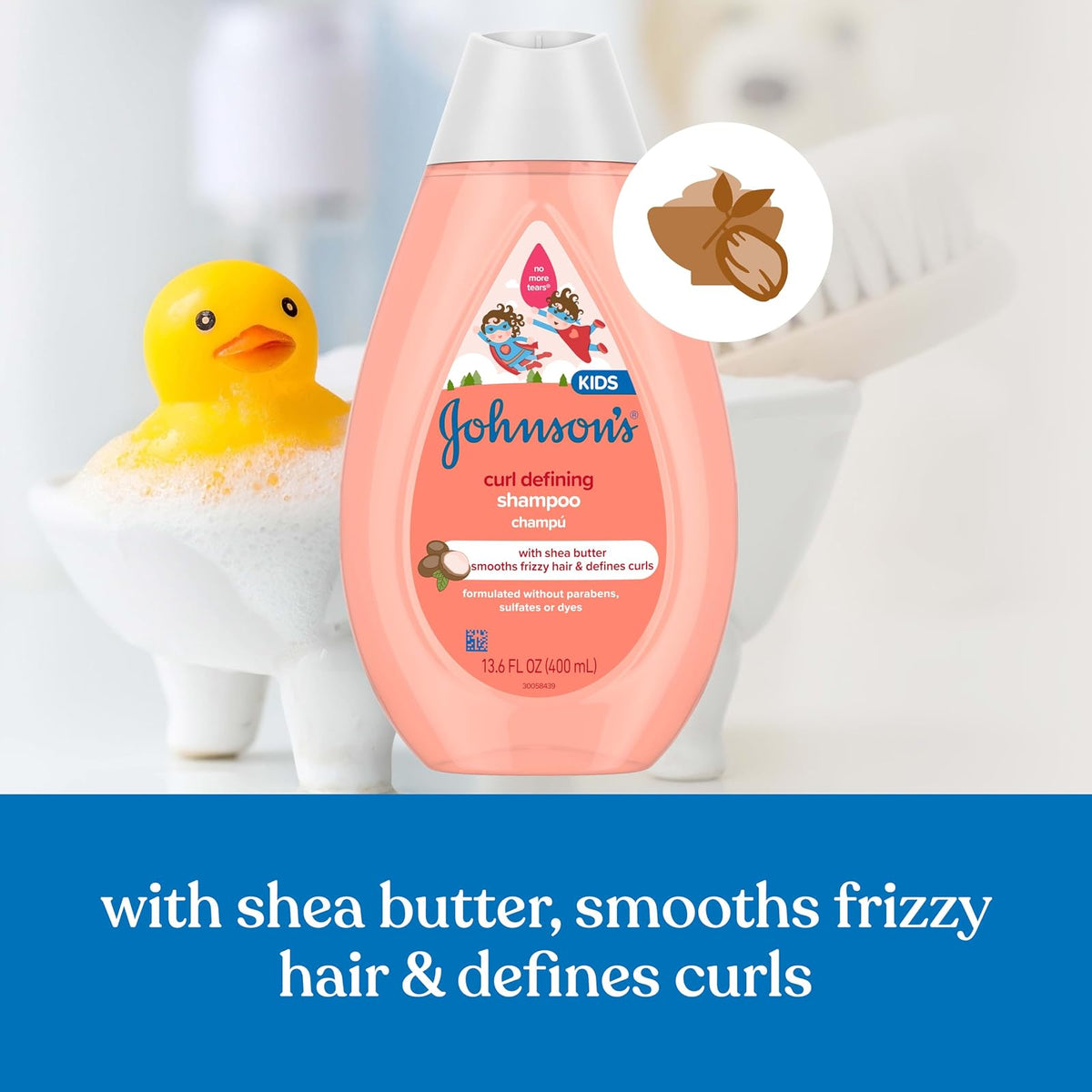 Johnson's Baby - Champú para niños sin lágrimas que define los rizos con manteca de karité, 13.6 onzas líquidas