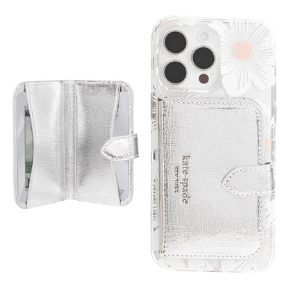 Kate Spade New York Morgan, portafolios magnética para teléfono/Tarjetero – Compatible con teléfonos y Fundas MagSafe – Metallic Silver
