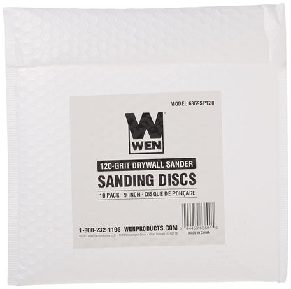 wen 6369sp120 Drywall Sander grano Hook and Loop 9-Inch Papel de lija (10 unidades)