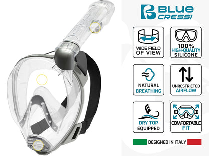 Cressi - Máscara de Snorkel para Adultos, Amplia visión Clara, Sistema antivaho, fácil respiración: Seguridad Primero, Baron: diseñado en Italia: Calidad Desde 1946
