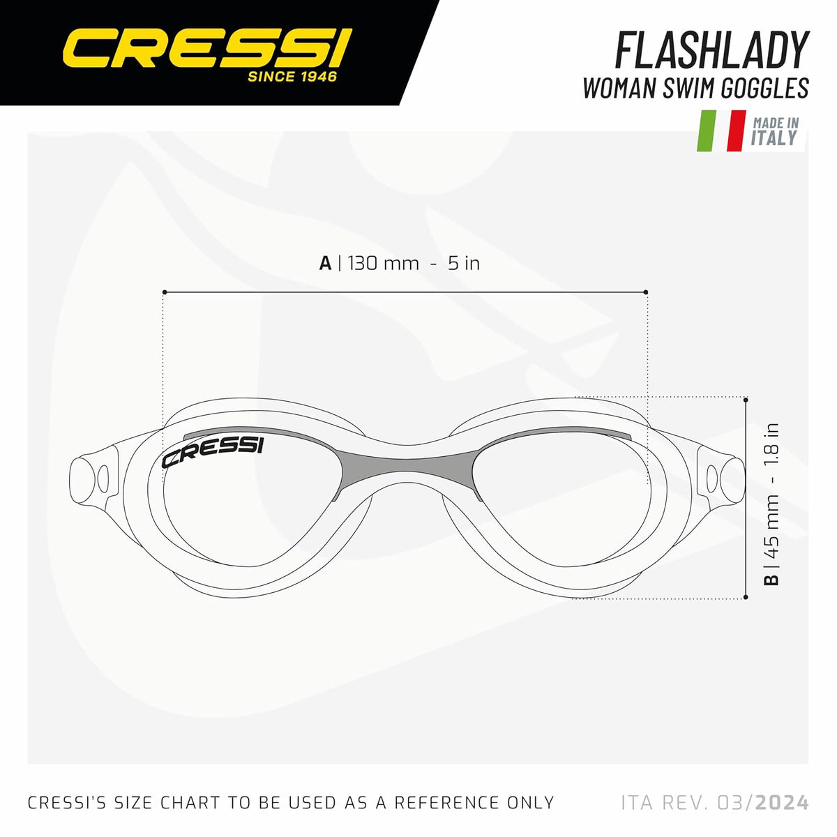 Cressi Flash Lady - Gafas de natación para Nadadores avanzados, 100% Fabricadas en Italia Desde 1946