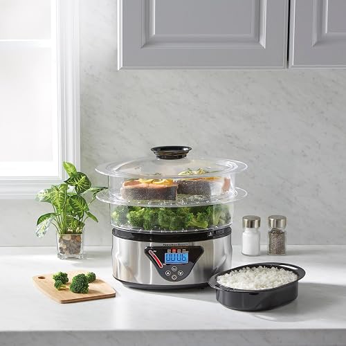 Hamilton Beach 37530Z/ Vaporera y Arrocera Digital/Bandejas Apilables/Capacidad de 5.2L