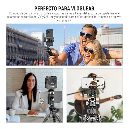 NEEWER Adaptador Trípode Metálico Movil con Base Liberación Rápida Arca, Zapata Fría, Giro 360° Inclinación 180°, Soporte Teléfono Compatible con iPhone 17 Pro MAX 16 15 Samsung Galaxy S25 Ultra S24