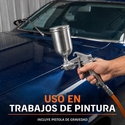 Truper COMP-KIT24S, Kit compresor libre de aceite 24 L, 2-2/3 HP con pistola y manguera