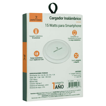 Perfect Choice Cargador Inalambrico Universal QI 15W para Smartphone Carga Rápida PC-240846