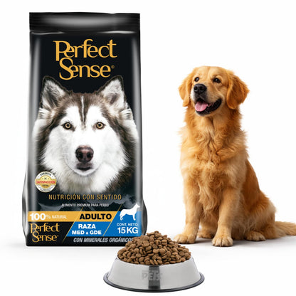 Perfect Sense Alimento Premium para Perro Adulto Raza Mediana y Grande MLB 15 kg - 100% Natural con Omega 3, Prebióticos y Antioxidantes - Alta Digestibilidad