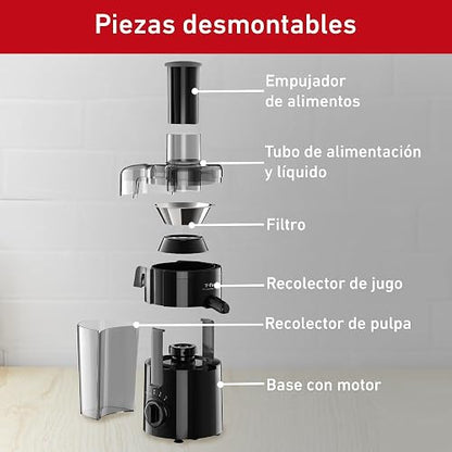 T-fal Extractor de Jugo Frutelia Plus 950 ml | Jugos recién hechos, sin esfuerzo. Obtén lo mejor de las vitaminas y minerales de cada fruta. Capacidad de 950 ml ZE3708MX