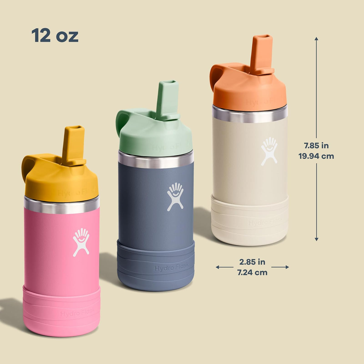 Hydro Flask - Botella de Agua para niños para la Escuela, Acero Inoxidable y aislada con Tapa de Popote, Koala de 12 onzas
