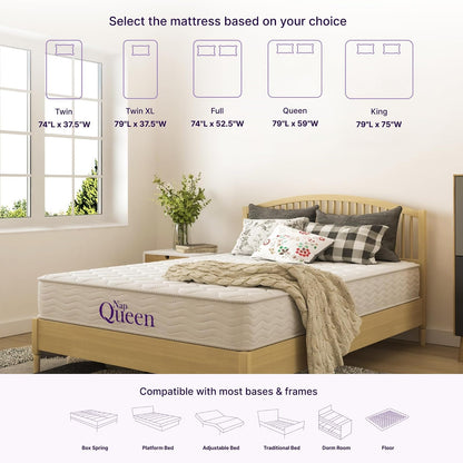 NapQueen Colchón de Espuma viscoelástica de 8 Pulgadas, Individual, Mediano, Firme, Cama en una Caja