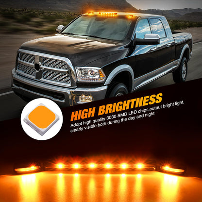 Nilight LED Cab Marker Lights 3 PCS Smoke Lens Amber Clearance Roof Running Light Compatible with 2007-2014 Silverado Sierra 1500 2500 3500 2500HD 3500HD