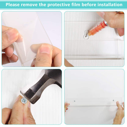 BTremary Soporte de acrílico transparente para esmalte de uñas paquete de 6 unidades, estante flotante para colgar esmalte de uñas, soporte de pared flotante para hasta 96 botellas