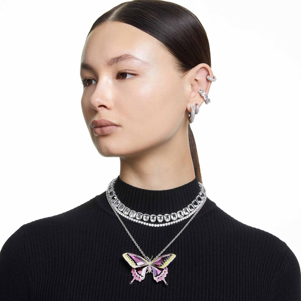 Swarovski Dextera - arete de aro con pavé de vidrio