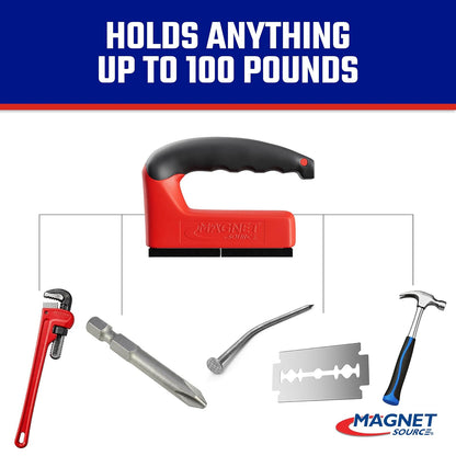 Master Magnetics 07501 Imán Fuerte Mango Ergonómico 100 Libras | Rojo, paquete de 1