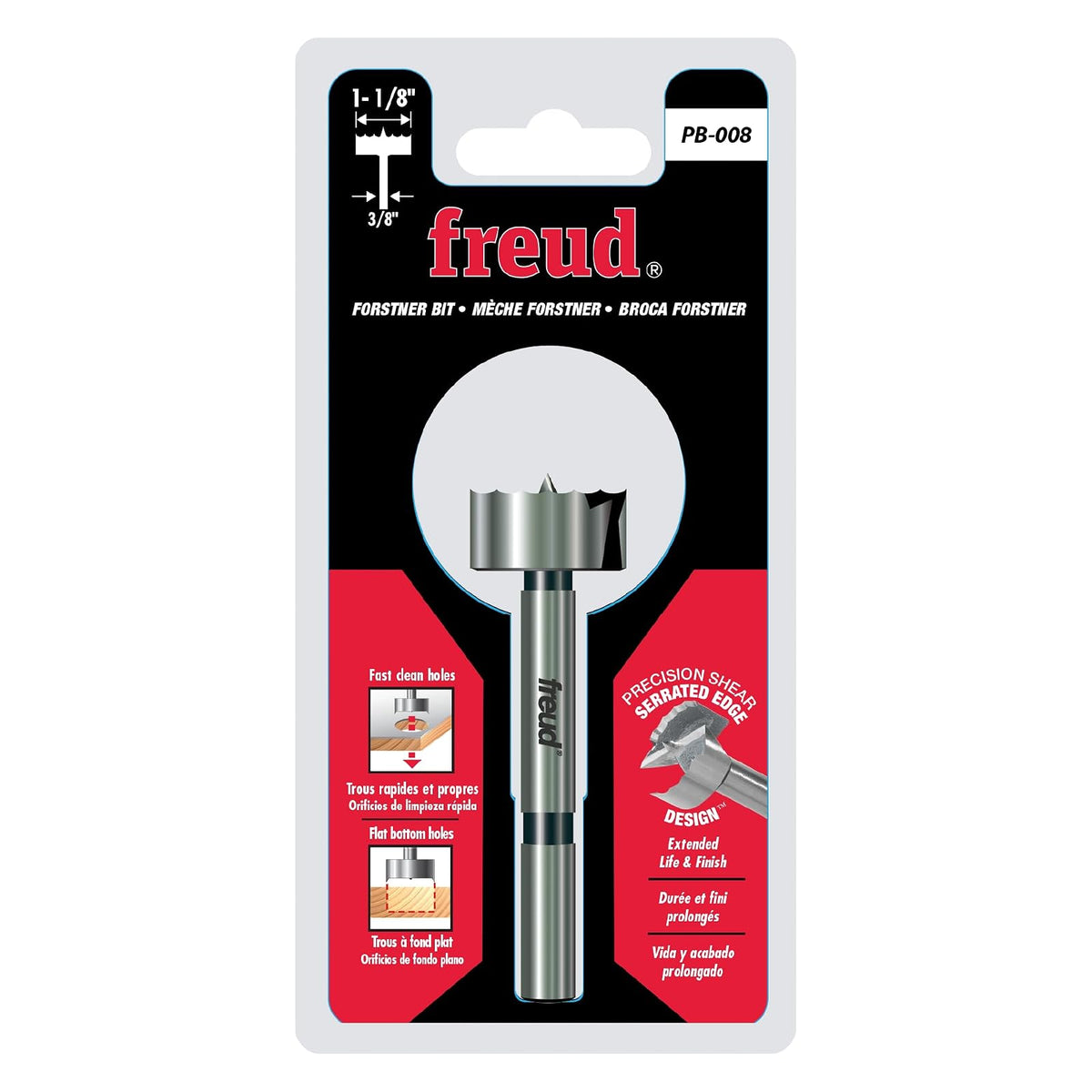 Freud PB-008: 1-1/8" (diámetro.) Forstner Broca