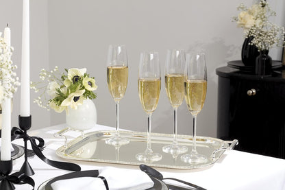 Reed & Barton Bandeja Rectangular Bañada en Plata con Asas Borde Trenzado Decorativa