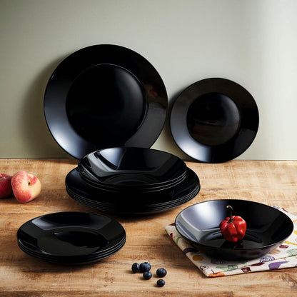 Luminarc 307-5973 Juego 6 Platos Trinche o Llanos Estilo Moderno, Elaborada Cerámica con Acabado Brillante, Colección Zelie Arcopal, Negro, 25 cm, Hecho en Francia
