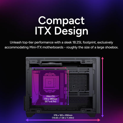 Cooler Master NR200 SFF - Caja Mini-ITX con Panel ventilado, GPU de Triple Ranura, sin Herramientas y accesibilidad de 360 Grados, sin Elevador PCI
