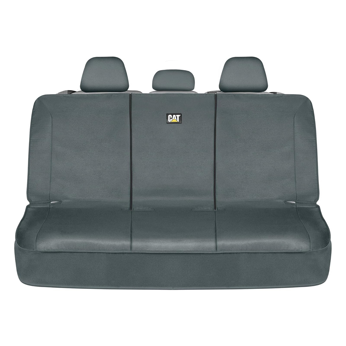 Caterpillar Flexfit - Funda de Asiento Trasero para Automóviles, Camiones, SUV, Protector de Banco Trasero Dividido con Cierre con Material de Lona Duradero, Cubierta Interior en Gris