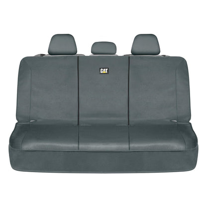 Caterpillar Flexfit - Funda de Asiento Trasero para Automóviles, Camiones, SUV, Protector de Banco Trasero Dividido con Cierre con Material de Lona Duradero, Cubierta Interior en Gris