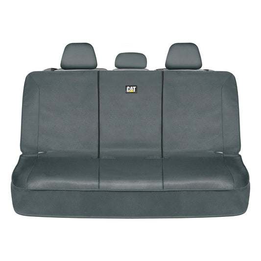 Caterpillar Flexfit - Funda de Asiento Trasero para Automóviles, Camiones, SUV, Protector de Banco Trasero Dividido con Cierre con Material de Lona Duradero, Cubierta Interior en Gris
