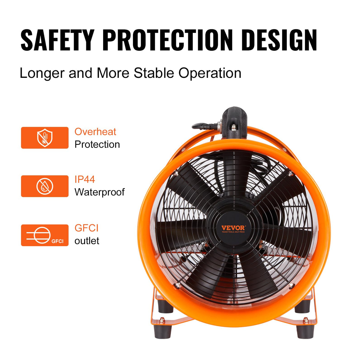 Ventilador portátil VEVOR, ventilador cilíndrico de alta resistencia de 10 pulgadas con manguera de 16.4 pies, potente extractor de taller de 380 W 1893FM, soplador industrial para aspirar