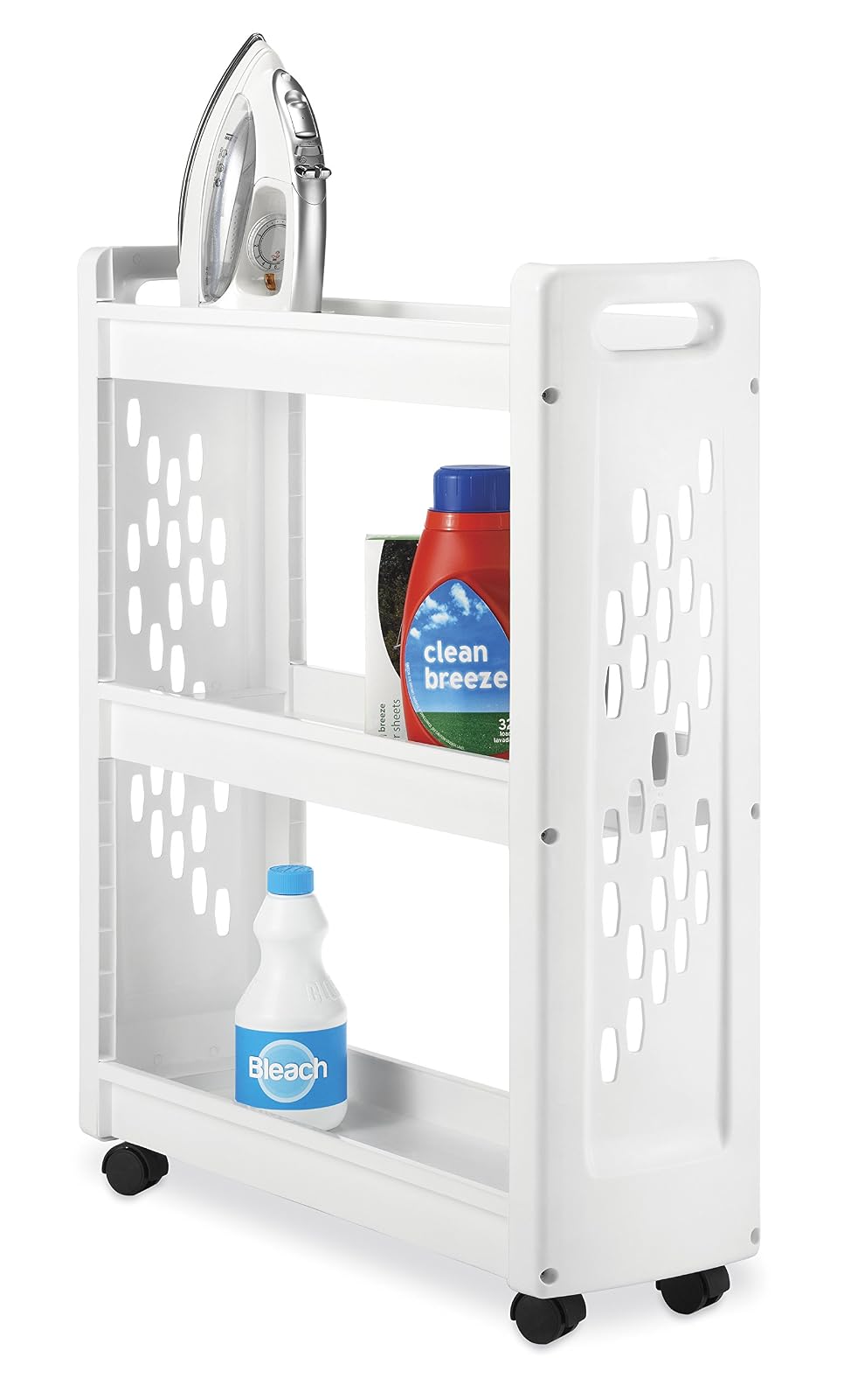 Whitmor Carrito de lavandería con Ruedas de 3 Niveles, 8.50 x 26.0 x 31.0