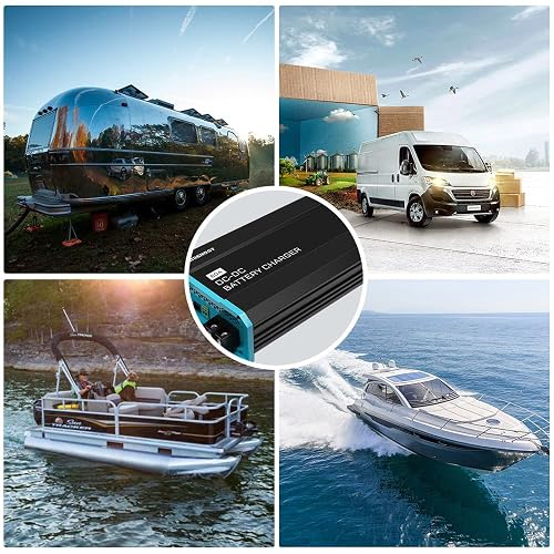 Renogy Cargador de Batería a Bordo 12V 60A DC a DC para Gel/AGM/Litio, Negro y Azul, RNG-DCC1212-60