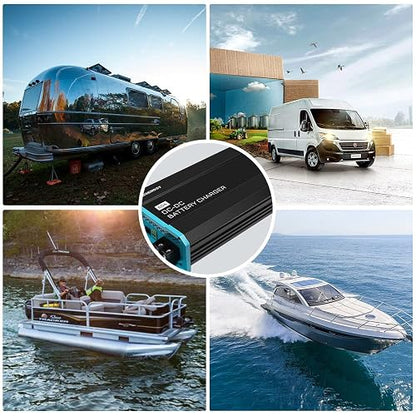 Renogy Cargador de Batería a Bordo 12V 60A DC a DC para Gel/AGM/Litio, Negro y Azul, RNG-DCC1212-60