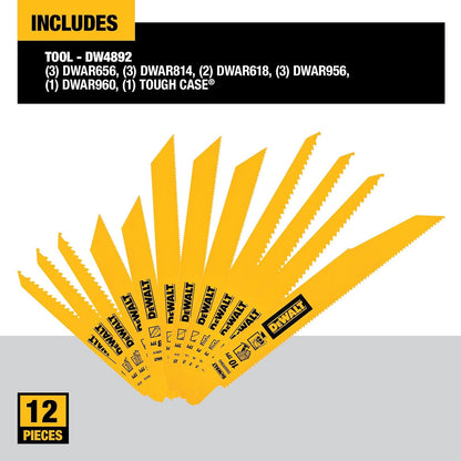 DEWALT Hojas de sierra alternativas, juego bimetálico con funda, 12 piezas (DW4892)