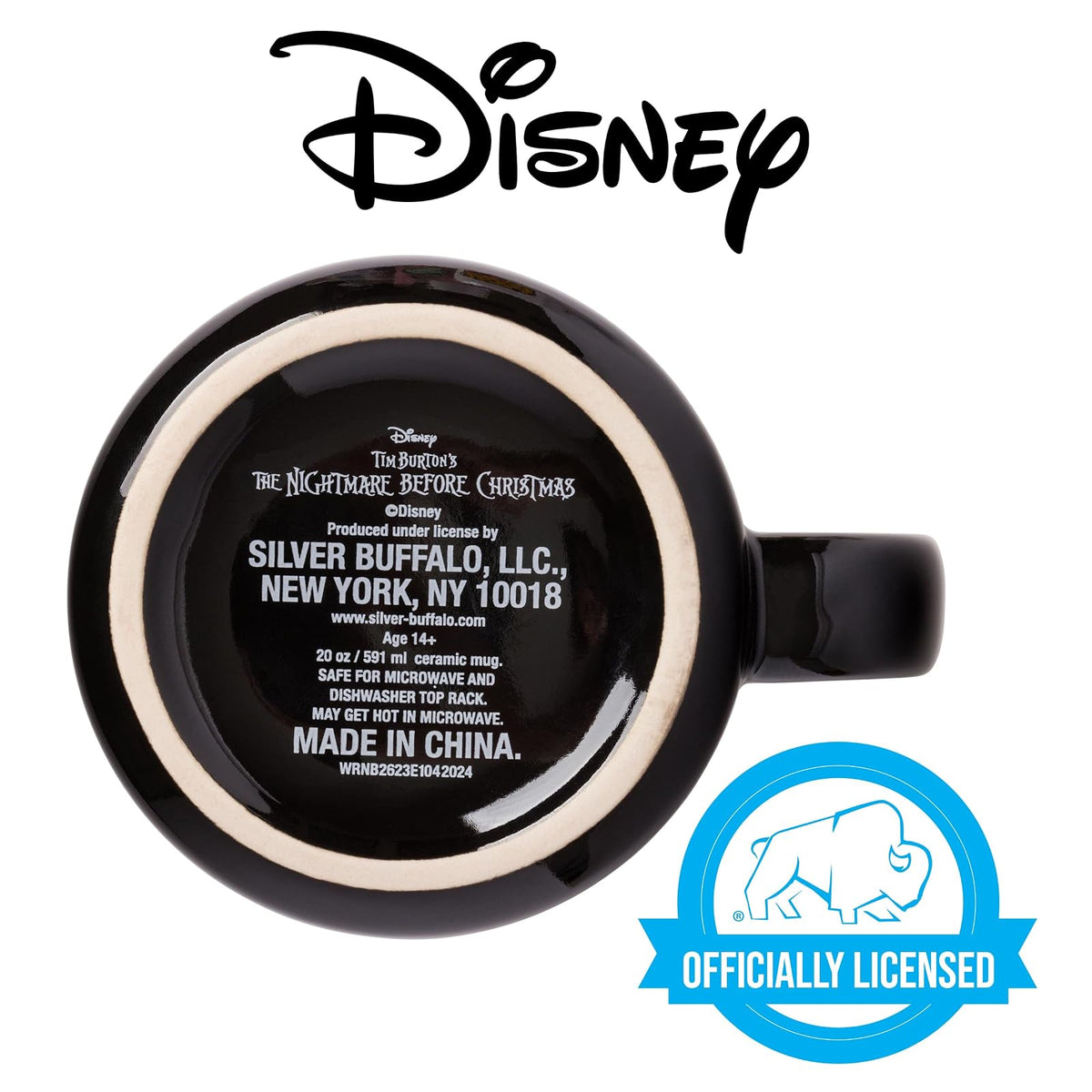 Silver Buffalo Disney The Nightmare Before Christmas Your Worst Nightmare With Jack Skellington Taza de cerámica para campista, 20 onzas