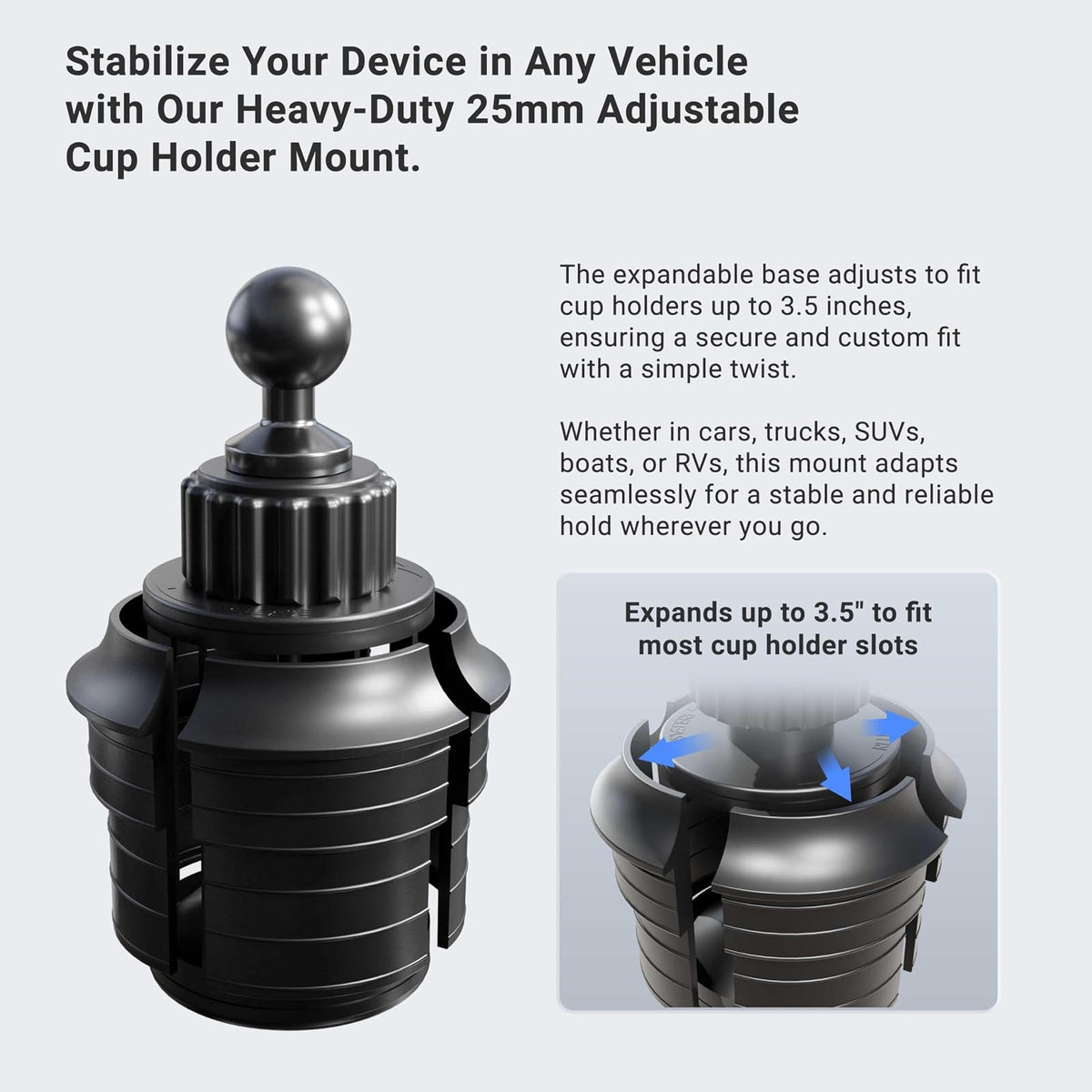 ARKON Mounts - Soporte para tablet de automóvil | Soporte giratorio de 360 grados | Construcción compuesta para todo tipo de clima | Agarre ajustable para ajuste personalizado | Compatible con tabletas de