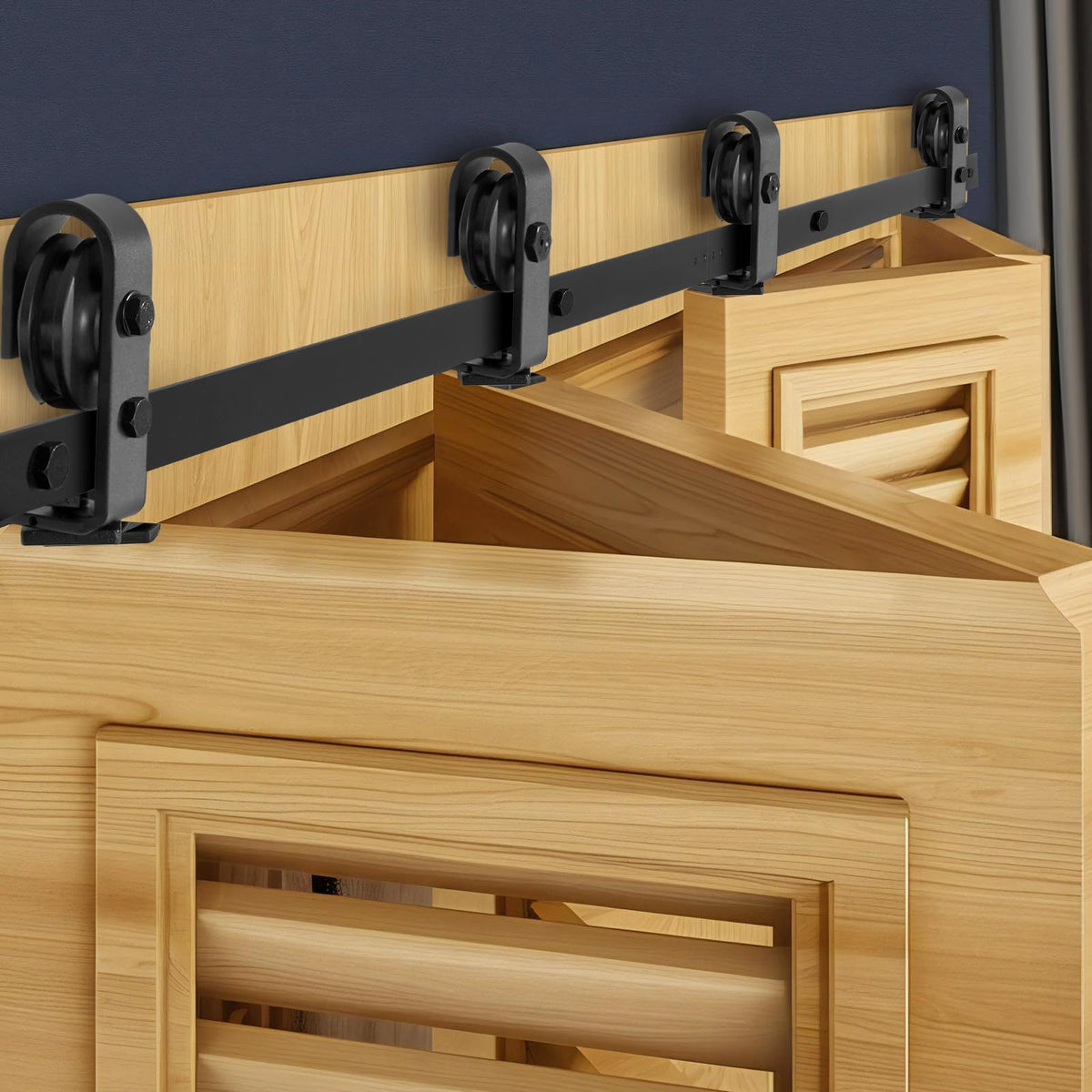 VEVOR Kit de Rieles para Puertas Corredizas Plegables de Granero, con Montaje Superior, Deslizamiento Suave y Silencioso, Resistente, para Cuatro Puertas de Armario, Despensa, 1626 x 40 x 6 mm