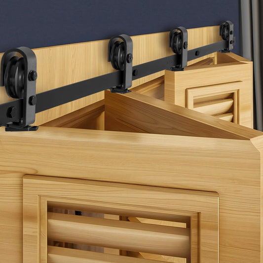 VEVOR Kit de Rieles para Puertas Corredizas Plegables de Granero, con Montaje Superior, Deslizamiento Suave y Silencioso, Resistente, para Cuatro Puertas de Armario, Despensa, 1626 x 40 x 6 mm