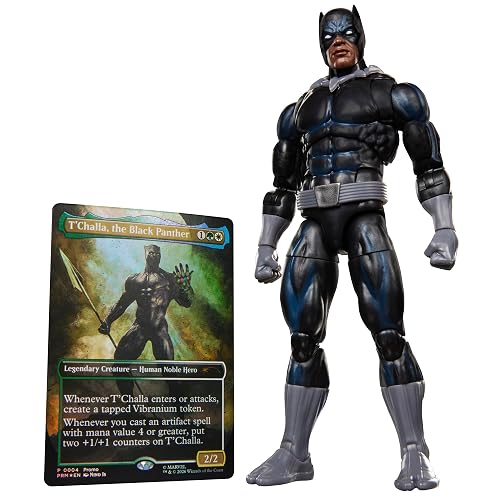 Marvel Legends Series, Marvel Super Heroes y Magic: The Gathering, Pantera Negra, Figura de 15 cm con Carta Exclusiva Metalizada de colección para el Juego