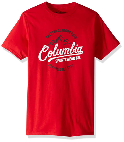 Columbia Playera Estampada Cuello Redondo para Hombre - Rojo montaña - voltios - M