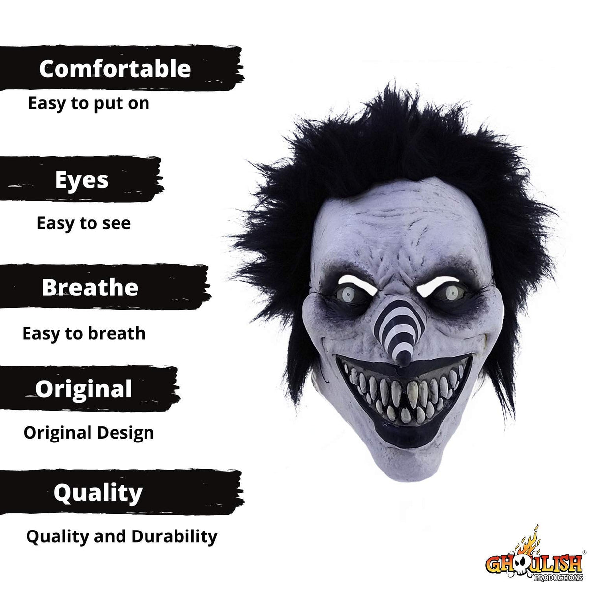 Máscara de CreepyPasta de Laughing Jack, Máscaras de Monstruos de Creepy Pasta Ideales para Disfraz de Halloween y Fiestas de Disfraces