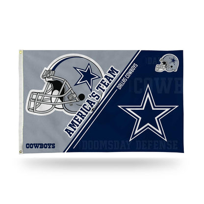 NFL Rico Industries Dallas Cowboys - Bandera de doble logotipo de 3 x 5 pies, bandera de 3 x 5 pies, bandera de una sola cara, interior o exterior, decoración del hogar