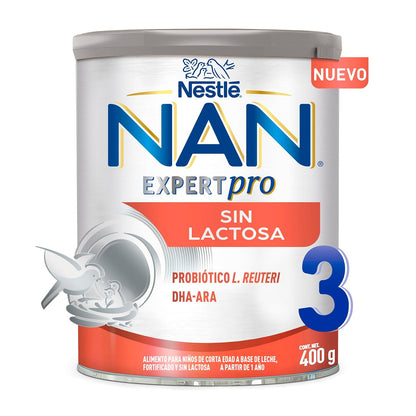 NAN 3 Expert Pro Sin Lactosa Alimento Para Niños Con Hierro 1 Año Lata 400g