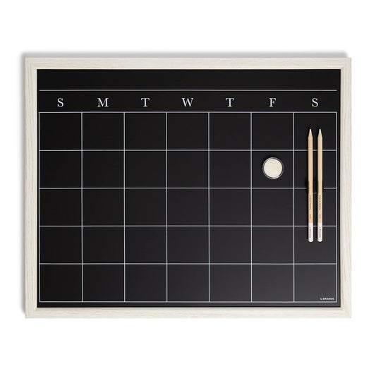 U Brands - Juego de pizarras blancas con marco de lavado blanco, suministros de oficina, con imán, lápices de gis, 40,6 x 50,8 cm, 4 piezas